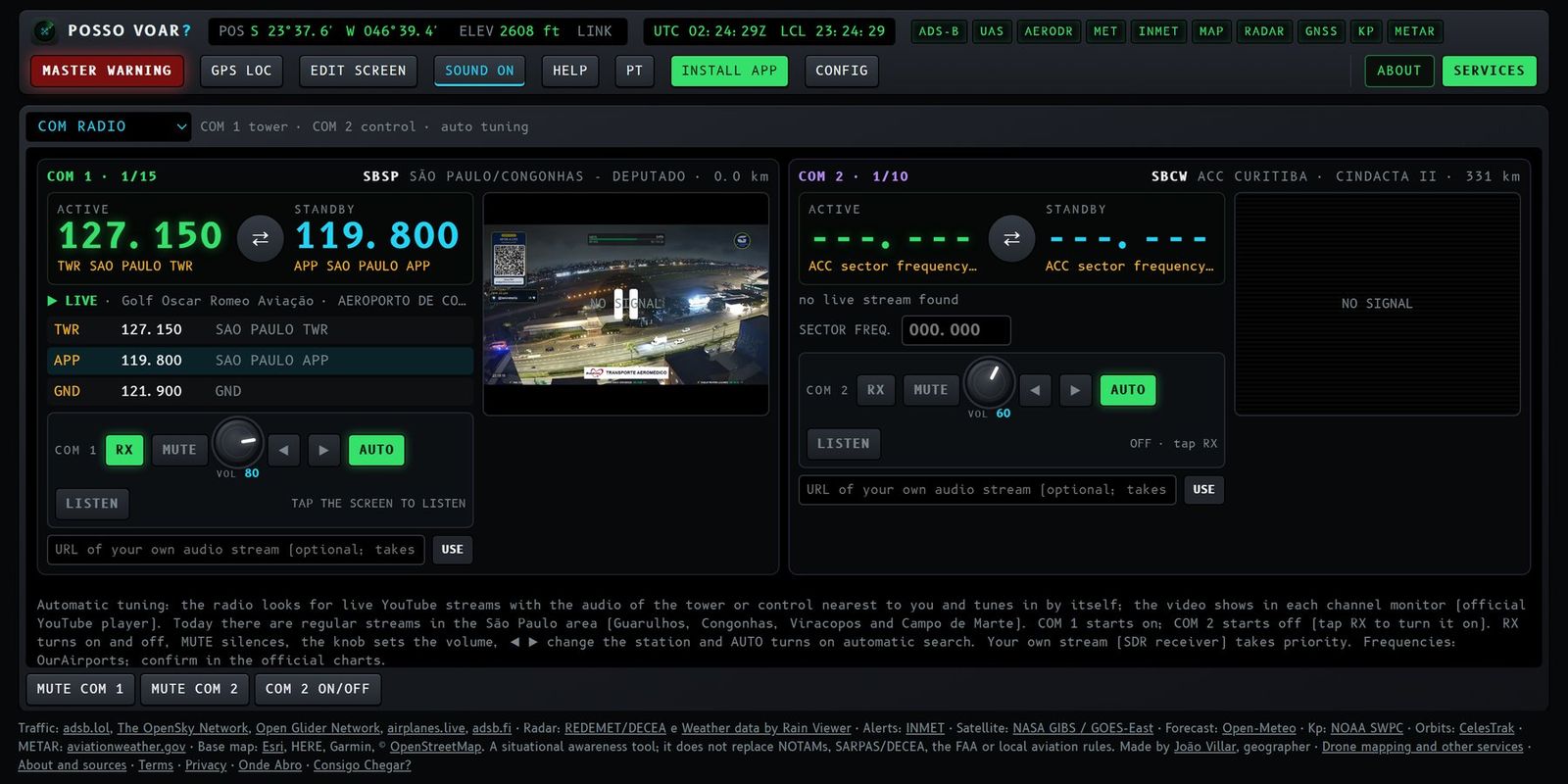 Figure 14 – Radio with both channels and the audio panel of each.